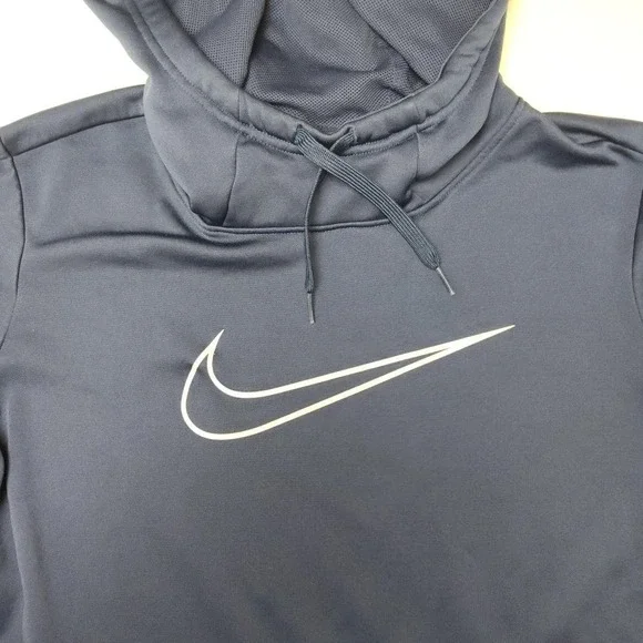 Nike Hoodie Mens Medium Navy Blue Dri-FIT Just Do It Swoosh Pullover Sweatshirt - Picture 2 of 10